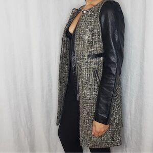 Women's Tweed and Vegan Leather Jacket